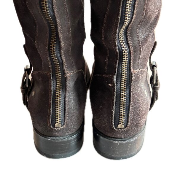 Dolce Vita Kilian Knee High Boots Distressed Leather Low Heel Zipper Womens 8 - Picture 9 of 15